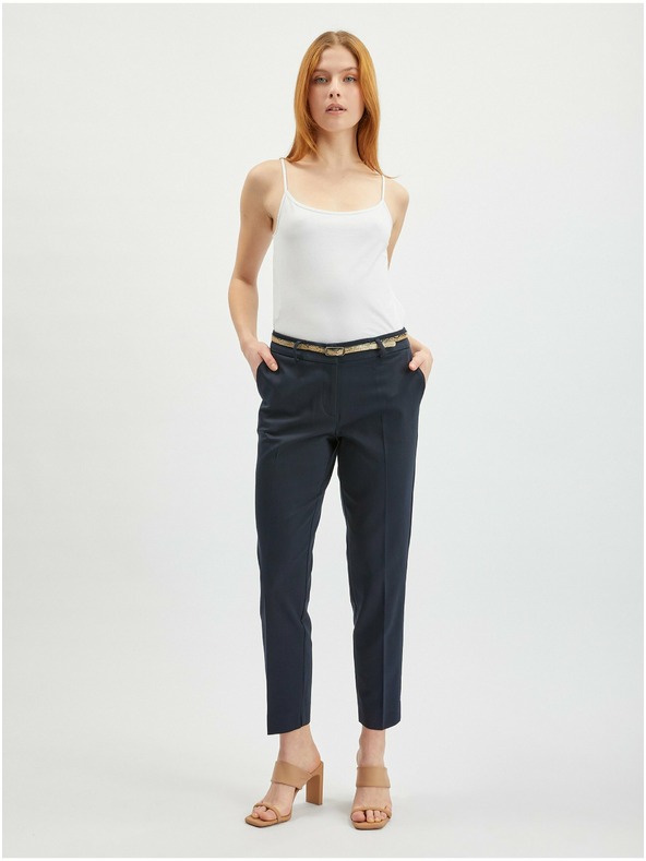 Orsay Dunkelblaue Damen-Chinohose mit Gürtel ORSAY