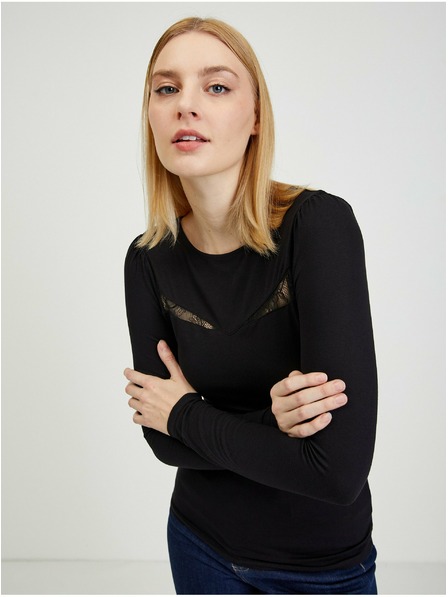 Orsay Schwarzes Damen T-Shirt mit Spitze ORSAY