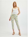 Orsay Gelb-weiße geblümte Damen-Cropped-Hose ORSAY