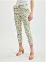 Orsay Gelb-weiße geblümte Damen-Cropped-Hose ORSAY