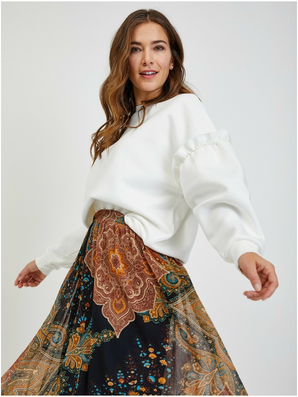 Orsay Schwarz-braun gemusterter Damen-Midirock ORSAY