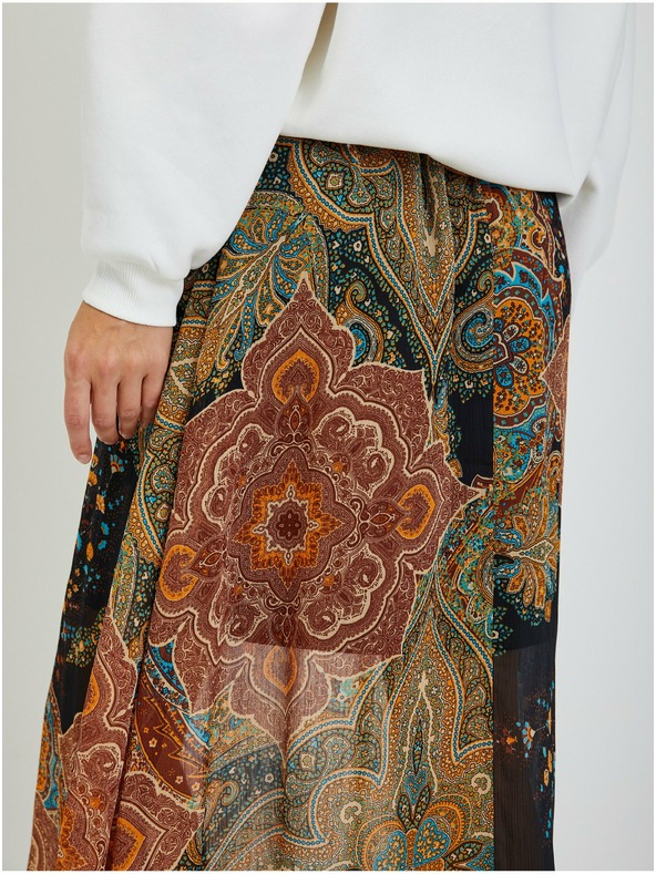 Orsay Schwarz-braun gemusterter Damen-Midirock ORSAY