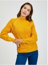 Orsay Gelber Damen Ripppullover mit Dekoknöpfen ORSAY
