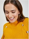 Orsay Gelber Damen Ripppullover mit Dekoknöpfen ORSAY