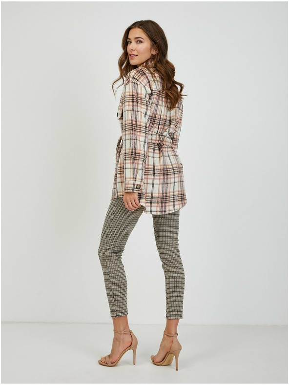 Orsay Rosa und cremefarbene Damen-Hemdjacke mit Bindung ORSAY