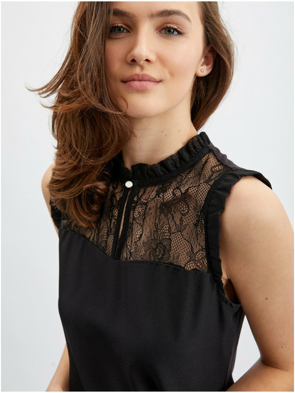 Orsay Schwarze Damenbluse mit Spitzendetail von ORSAY