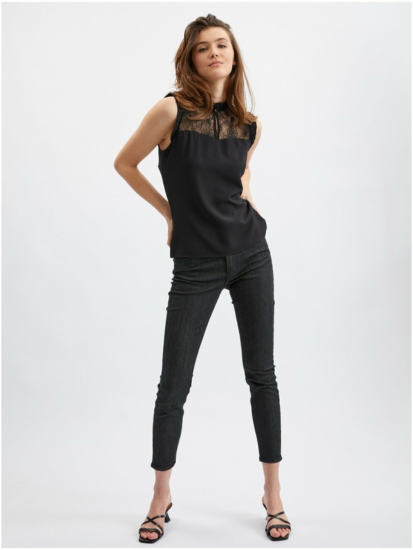 Orsay Schwarze Damenbluse mit Spitzendetail von ORSAY