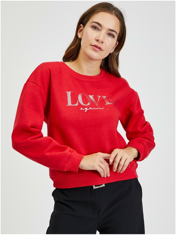 Orsay Rotes lockeres Damen Sweatshirt ORSAY