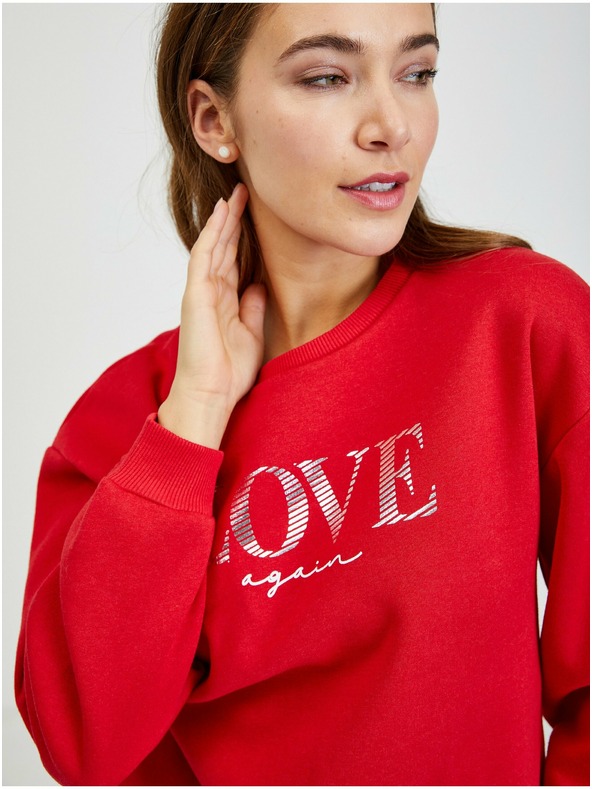 Orsay Rotes lockeres Damen Sweatshirt ORSAY