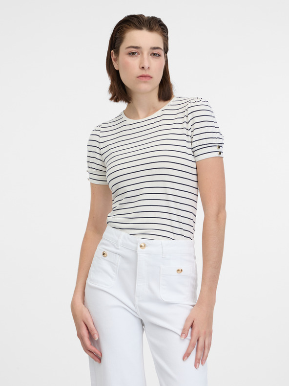 Orsay Cremefarbenes gestreiftes Damen-T-Shirt von ORSAY