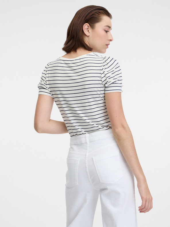 Orsay Cremefarbenes gestreiftes Damen-T-Shirt von ORSAY