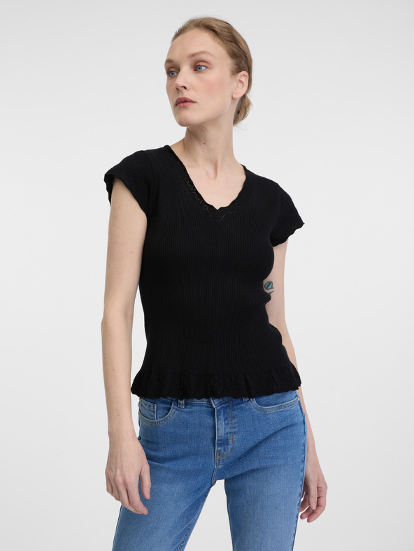 Orsay Schwarzes Damen-Kurzarmshirt ORSAY