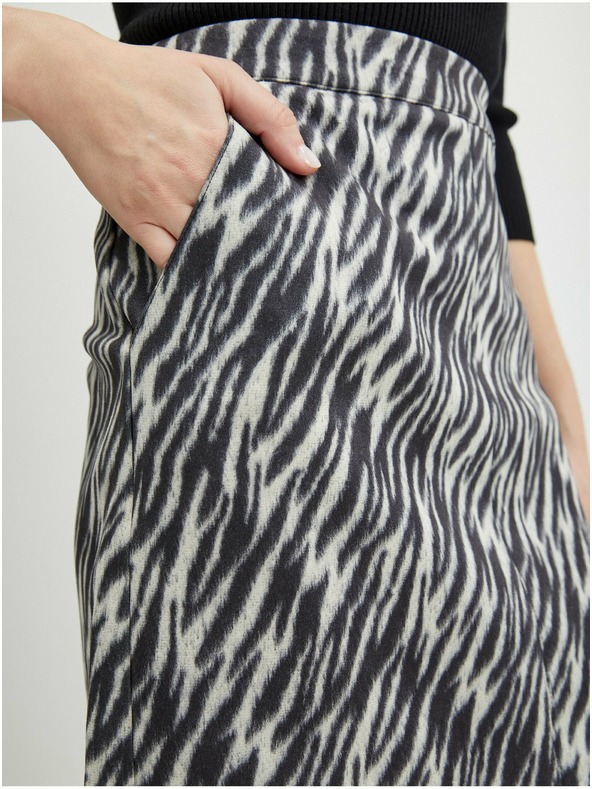 Orsay Schwarzer gemusterter Damenrock Wildleder ORSAY