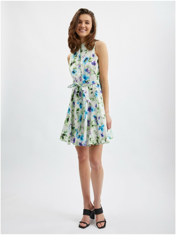 Orsay Blau-cremefarbene Blumenkleid ORSAY für Damen