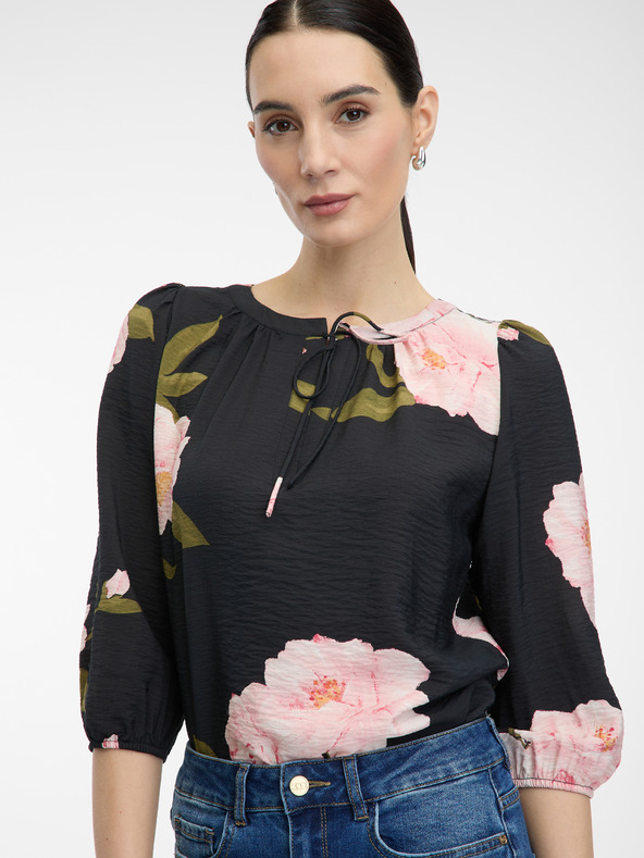 Orsay Schwarze Damen-Bluse mit Blumenmuster ORSAY