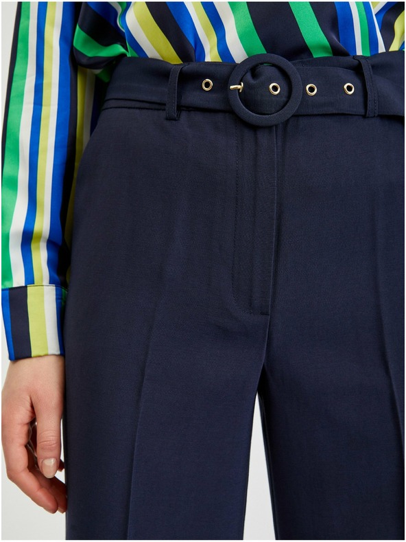 Orsay Dunkelblaue weite Damenhose mit Gürtel ORSAY