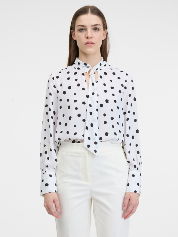 Orsay Weiße Damen-Polka-Dot-Bluse ORSAY