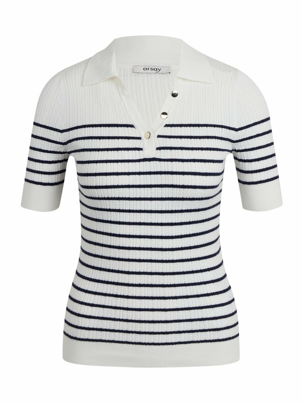 Orsay Cremefarbenes gestreiftes Damen-Poloshirt ORSAY