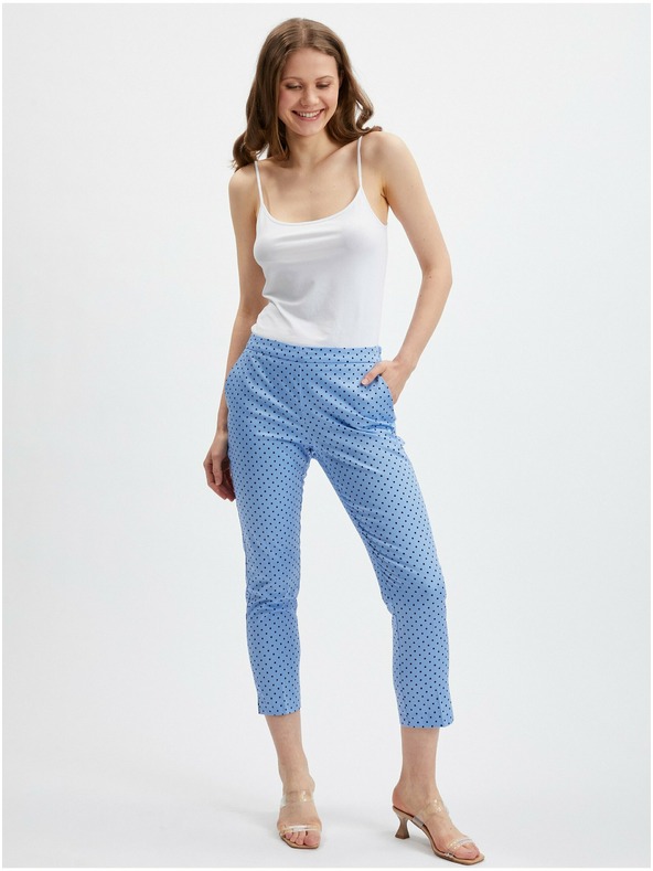 Orsay Blaue gepunktete Damen-Cropped-Hose ORSAY