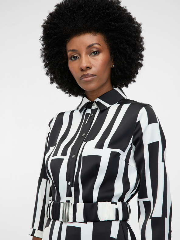 Orsay Schwarzes gemustertes knielanges Damenkleid ORSAY