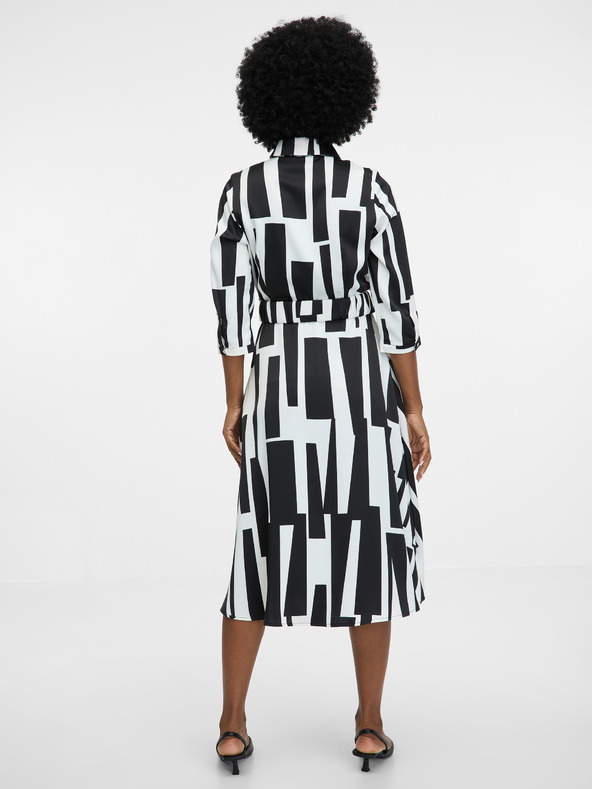 Orsay Schwarzes gemustertes knielanges Damenkleid ORSAY