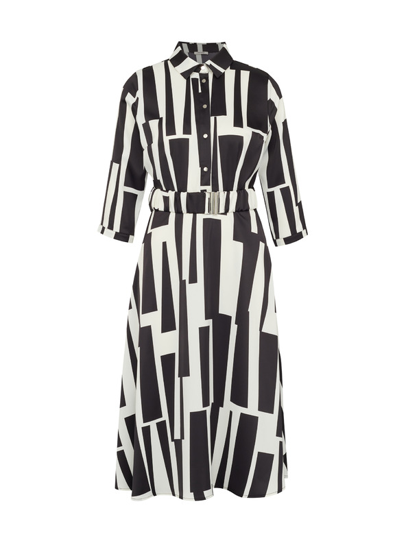 Orsay Schwarzes gemustertes knielanges Damenkleid ORSAY