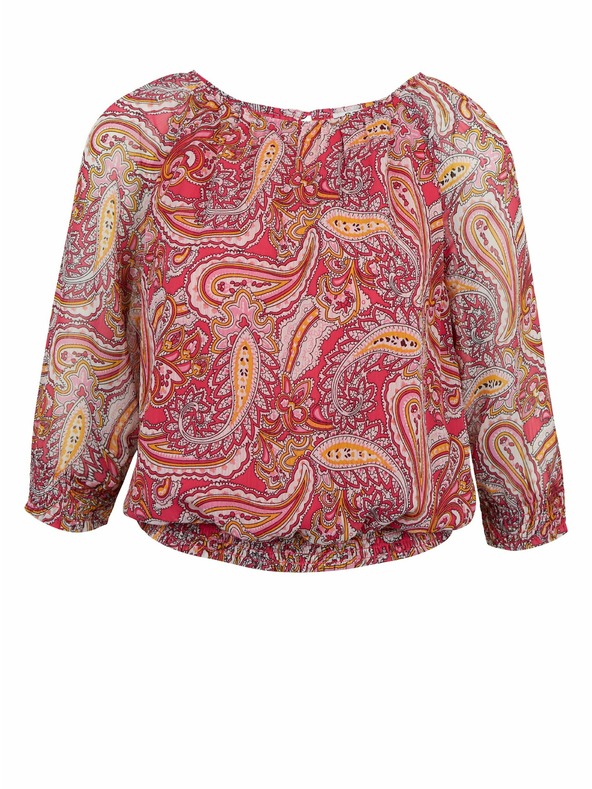 Orsay Rot und rosa gemusterte Damenbluse ORSAY