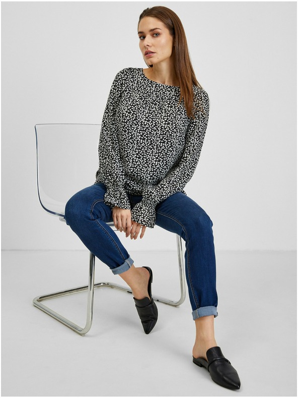Orsay Weiß-schwarz gemusterte Damenbluse ORSAY