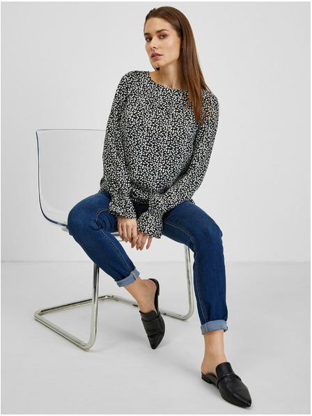 Orsay Weiß-schwarz gemusterte Damenbluse ORSAY