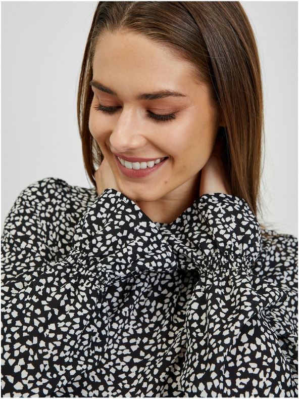 Orsay Weiß-schwarz gemusterte Damenbluse ORSAY