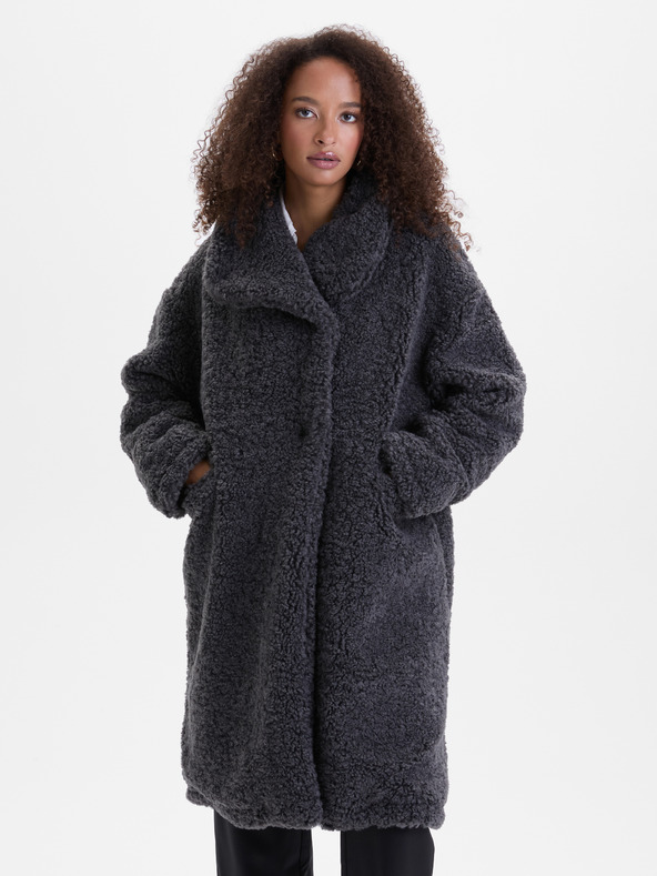 Orsay Dunkelgrauer Damenmantel aus Kunstfell ORSAY