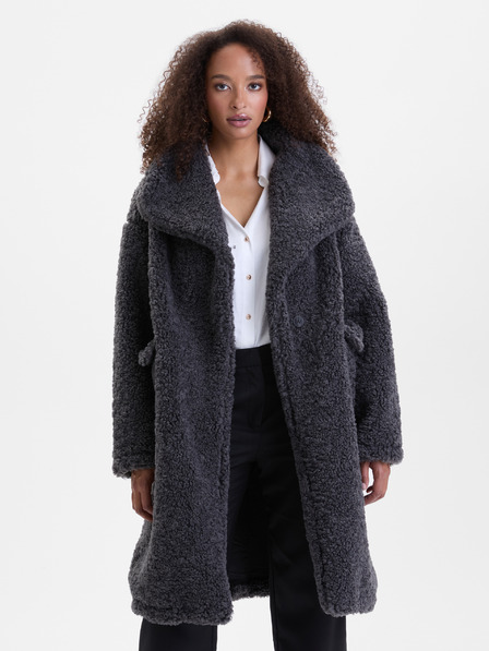 Orsay Dunkelgrauer Damenmantel aus Kunstfell ORSAY
