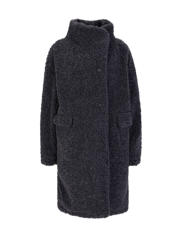 Orsay Dunkelgrauer Damenmantel aus Kunstfell ORSAY