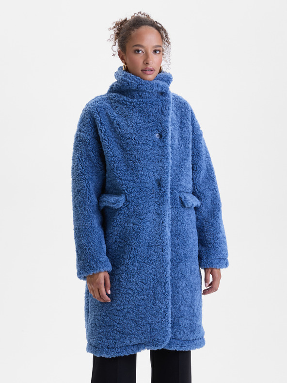 Orsay Blauer Damenmantel aus Kunstfell ORSAY