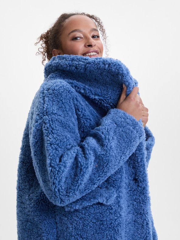 Orsay Blauer Damenmantel aus Kunstfell ORSAY