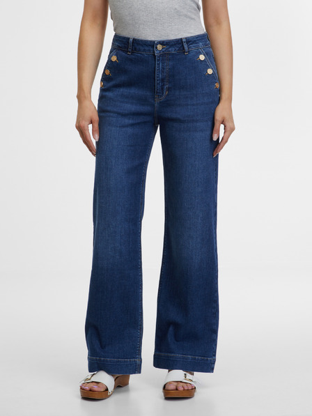 Orsay Dunkelblaue Damenjeans mit weitem Bein ORSAY
