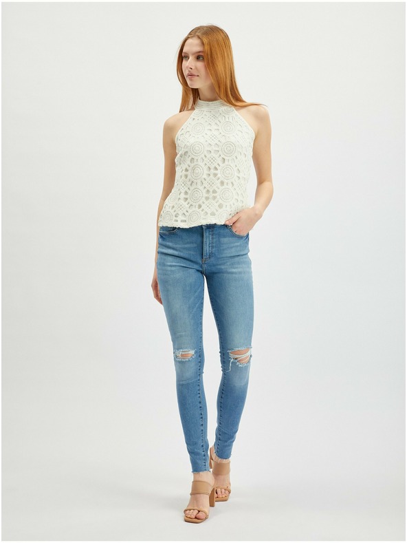 Orsay Cremefarbenes Damen-Spitzentop ORSAY