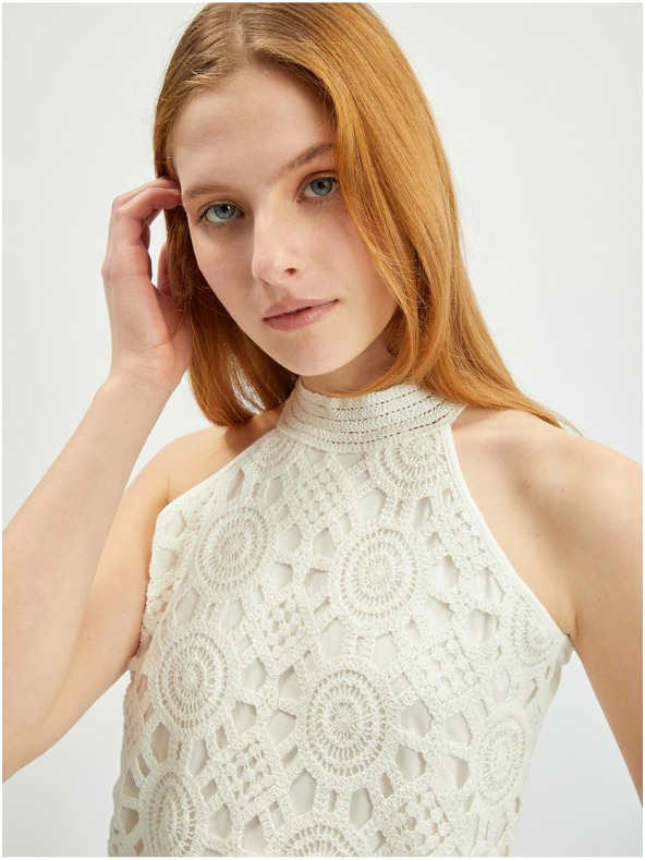 Orsay Cremefarbenes Damen-Spitzentop ORSAY