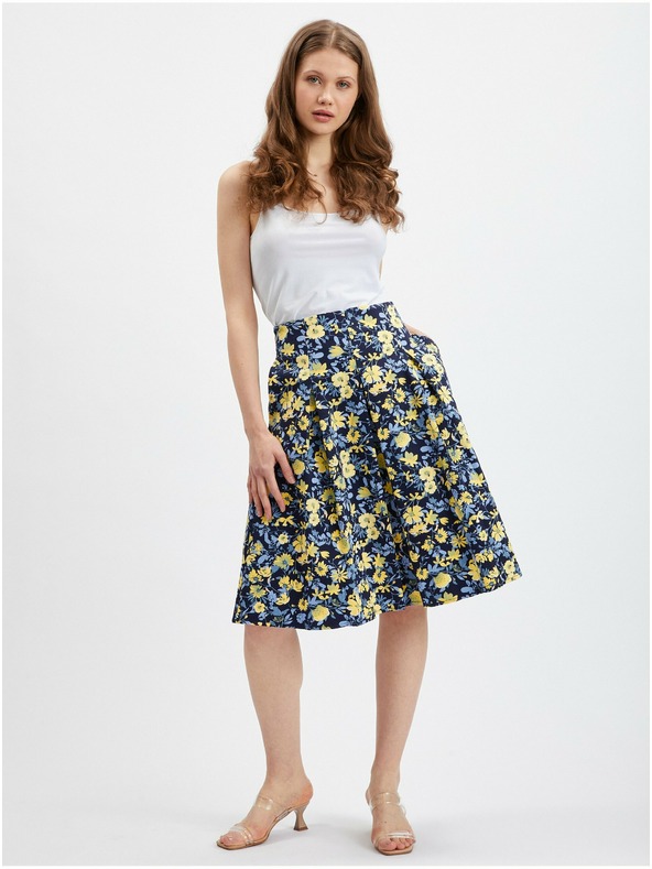 Orsay Gelbblauer Damen-Faltenrock mit Blumenmuster von ORSAY