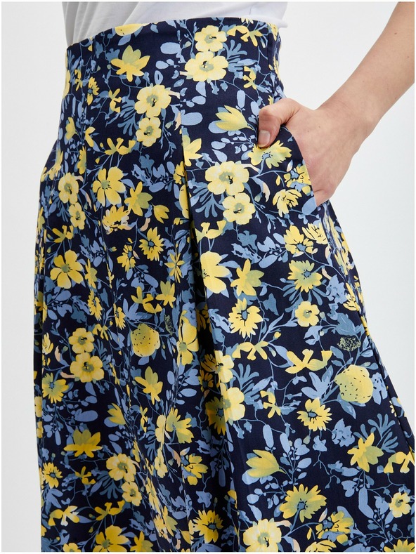 Orsay Gelbblauer Damen-Faltenrock mit Blumenmuster von ORSAY