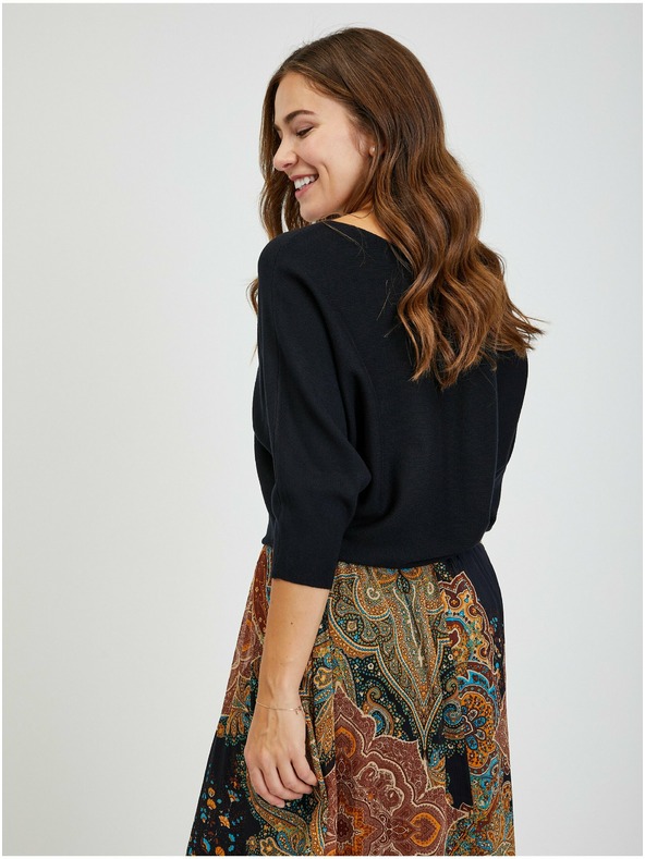 Orsay Schwarzer Damen-Rippstrickpullover mit Fledermausärmeln ORSAY