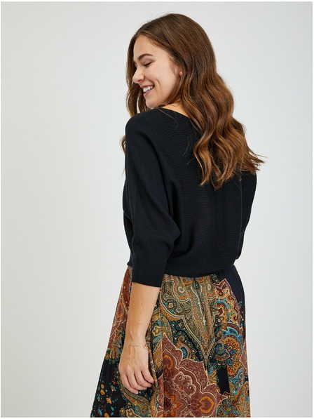 Orsay Schwarzer Damen-Rippstrickpullover mit Fledermausärmeln ORSAY