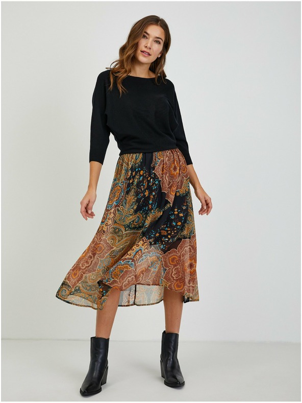 Orsay Schwarzer Damen-Rippstrickpullover mit Fledermausärmeln ORSAY