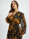 Orsay Braunes und schwarzes Damen-Midikleid mit Blumenmuster ORSAY