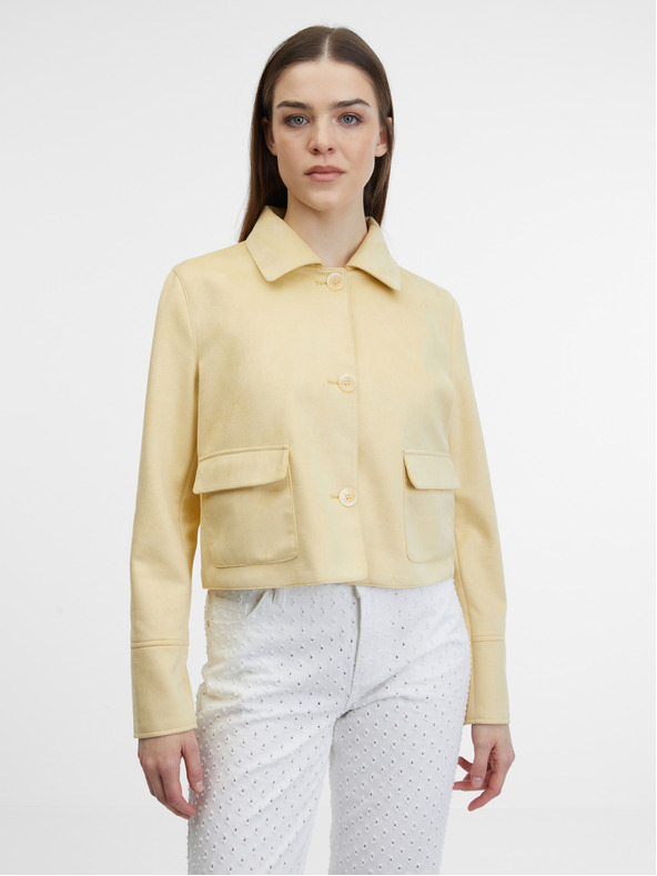 Orsay Gelbe Damenjacke aus Veloursleder ORSAY