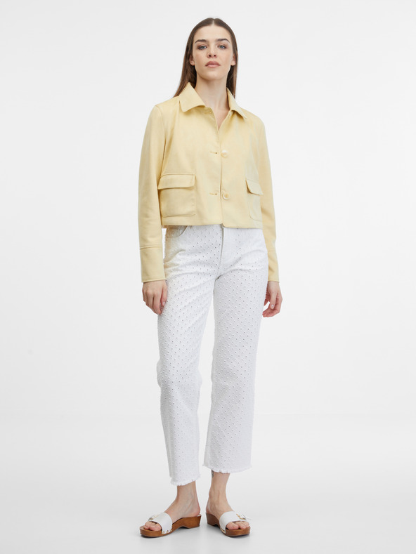 Orsay Gelbe Damenjacke aus Veloursleder ORSAY