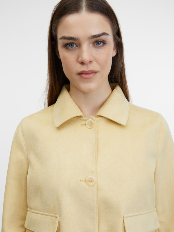 Orsay Gelbe Damenjacke aus Veloursleder ORSAY