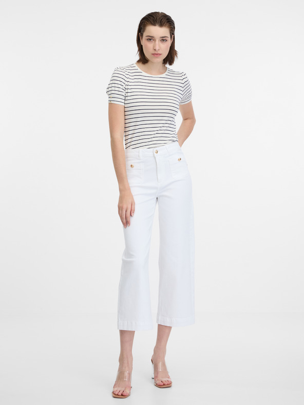 Orsay Cremefarbenes gestreiftes Damen-T-Shirt von ORSAY