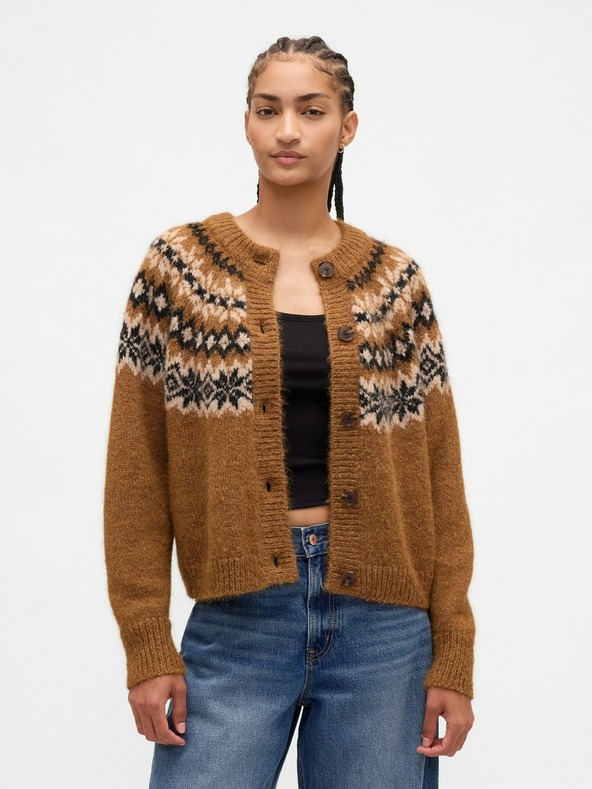 GAP Oversize Strickjacke Fair Isle mit Wollanteil GAP