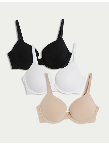 Marks & Spencer Marks & Spencer Set aus drei Push-up-BHs für Frauen in Beige, Weiß und Schwarz mit Bügeln